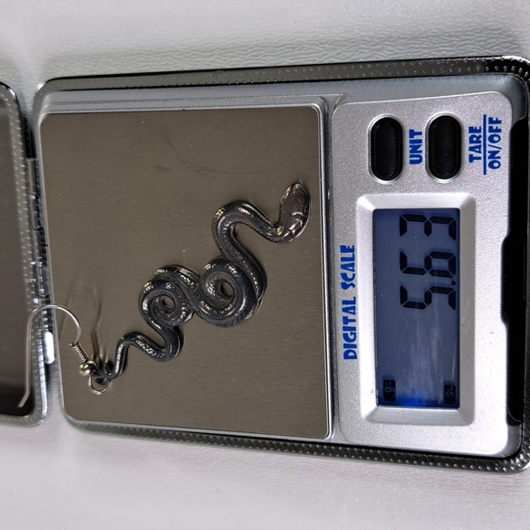 Patina Snake Vintage Sterling Silver Dangle Earrings - Picture 7 of 13